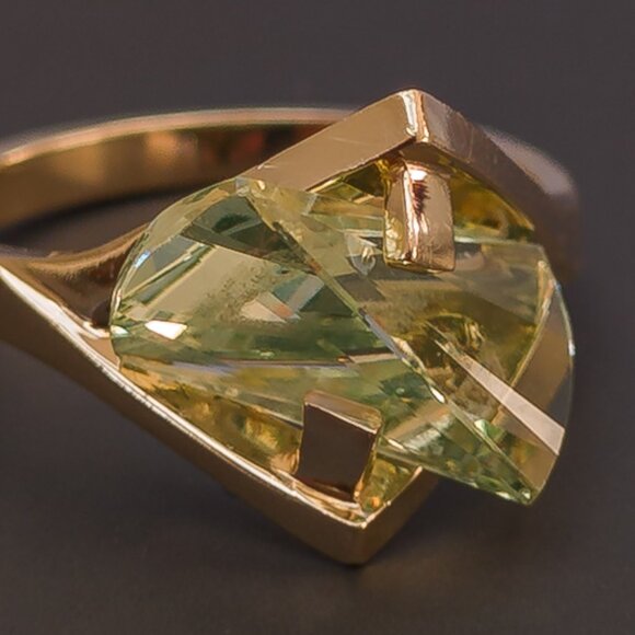 Neon-Lens Spinel Ring | 14 k Gold | Strellman's, c. 1960s - Picture 3 of 14